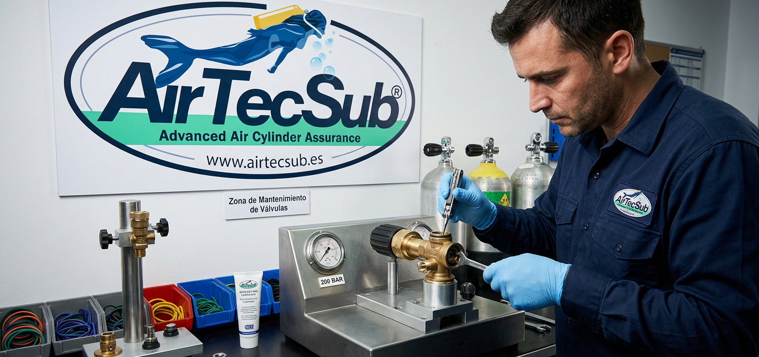 Detalle técnico rosca cilindro inspección